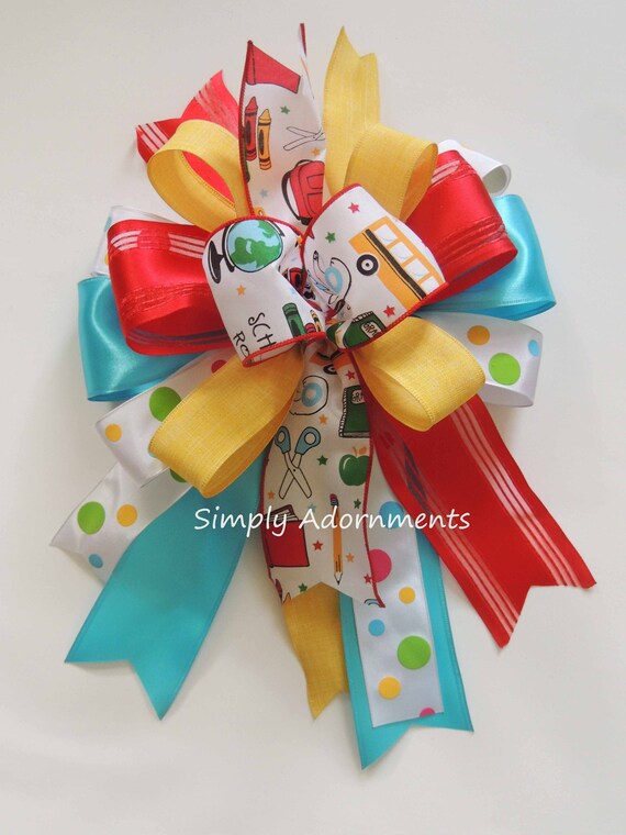 Back to School bow, Multicolored School Rock Wreath bow, Back to school Door Bow, Back-to-School Sign bow, Welcome back school bow, Il_570xn