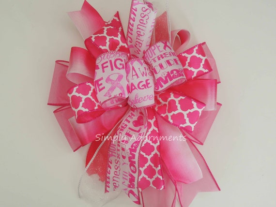 Pink October Awareness Bow, Breast Cancer Awareness Bow, Cancer Awareness Bow, October Pink Ribbon Bow, Breast cancer Awareness Door bow