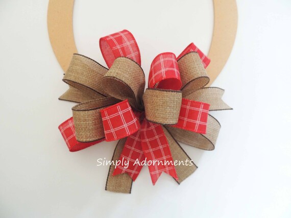 Burlap Farmhouse Stripe Bow, Vintage Ticking Stripes Bow, Burlap Farmhouse Wreath bow, Farmhouse sign Bow, Bow for Porch sign, Sign Door Bow Il_570xn
