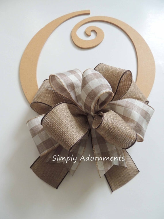 Burlap Ivory Wreath Bow, Farmhouse Bow,  Ivory Burlap Sign bow, Everyday Wreath Bow, Ivory burlap Farmhouse Bow, Lantern Bow Front porch bow