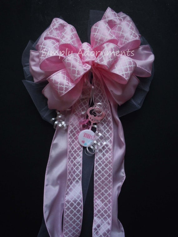 Pink Wreath Bow It S A Girl Pink Bow Girl Baby Shower Decor Pink Pink Wreath Bow It S A Girl Pink Bow Girl Baby Shower Decor Pink