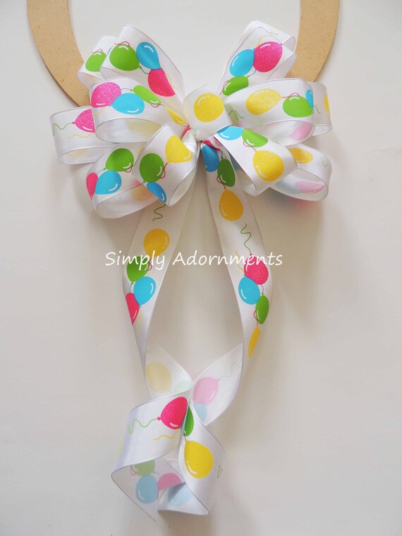 Multi-Colored Balloon Bow, Balloon Birthday Bow, Balloon door bow, Graduation Balloon party Decor, birthday gift Bow, Balloon Shower Bow Il_570xn