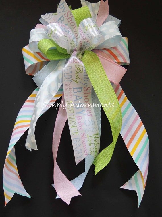 Baby shower bow, Gender Reveal wreath Bow, Baby Shower Lantern bow, Gender Reveal door Bow, Boy or Girl Baby shower Bow, Little One gift bow