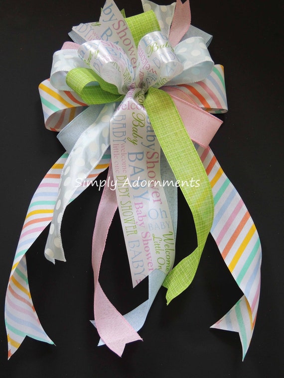 Little One shower bow, Gender Reveal Bow, Baby Shower Lantern bow, Gender Reveal Wreath Bow, Boy or Girl door Bow, Gender Reveal Party Decor