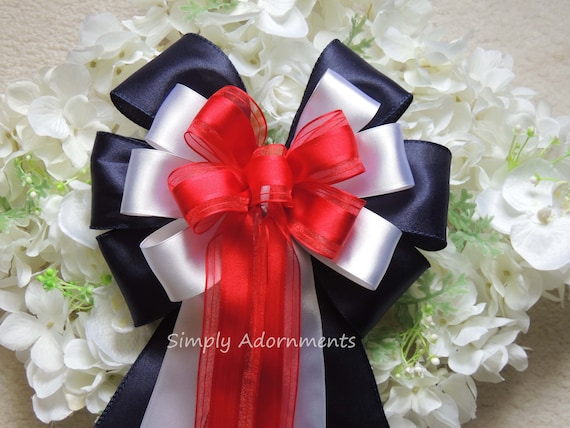 Red White Blue Bow Patriotic Wedding Pew Bow Patriotic Gift Bow 4th of July Party Decor July 4th wreath Bow Independence Day Party Decor Il_570xn