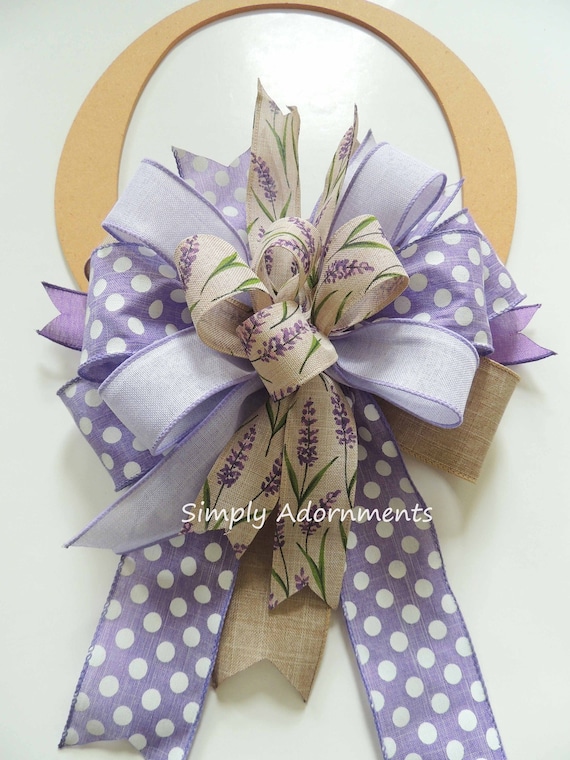 Purple Lavender bow, Spring Lavender flower wreath Bow, Spring Lavender door Bow, Lavender Bow, Purple Lavender gift Bow, Lavender sign bow