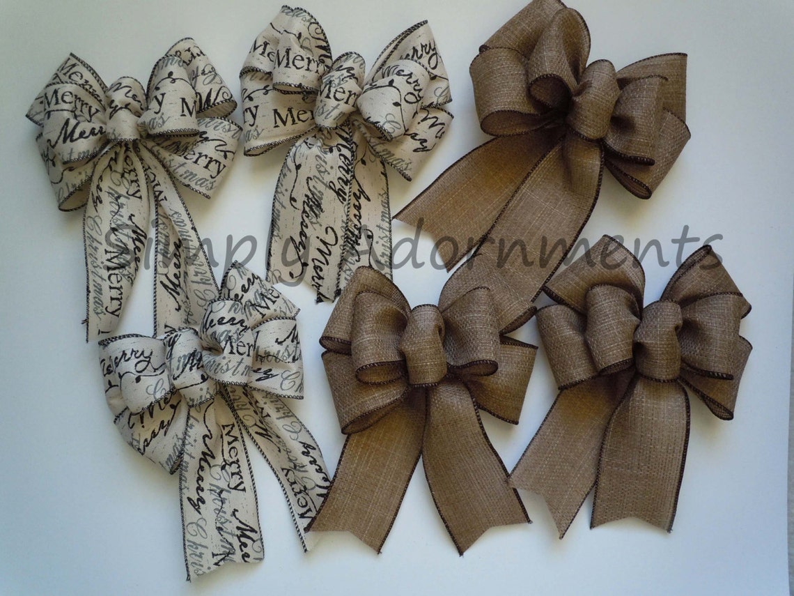 Rustic Burlap Christmas Bow Christmas Holidays Script Burlap - Etsy