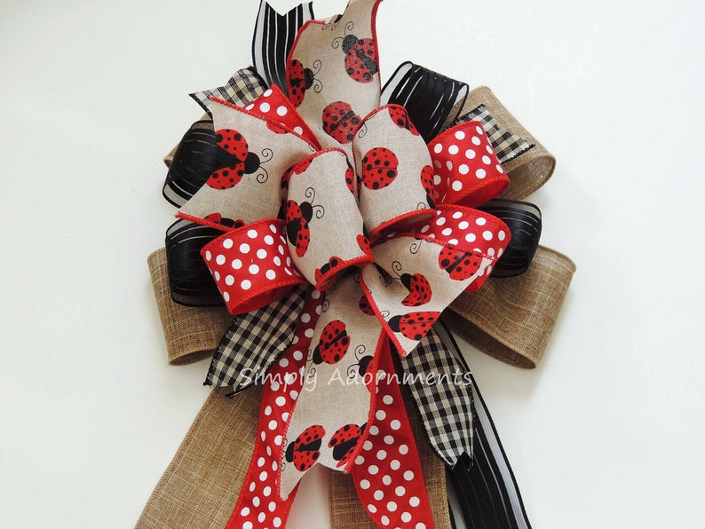 Ladybug baby shower Decor Ladybug birthday party decor Ladybug Wreath Bow Ladybug Wedding Decoration Ladybug Party Decorations Gifts Bow