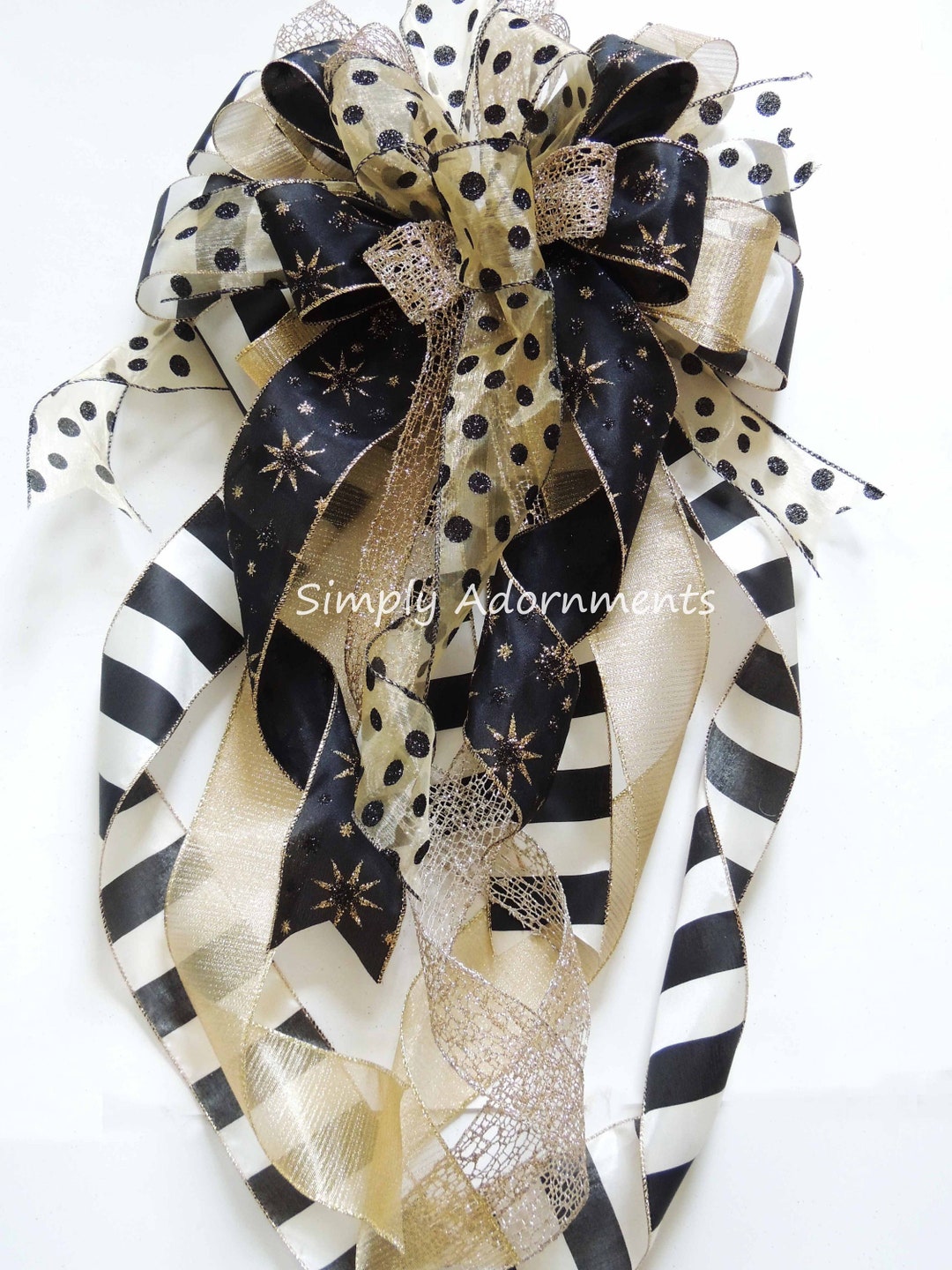 Ivory Black Gold Christmas Bow Black Gold Christmas Tree - Etsy
