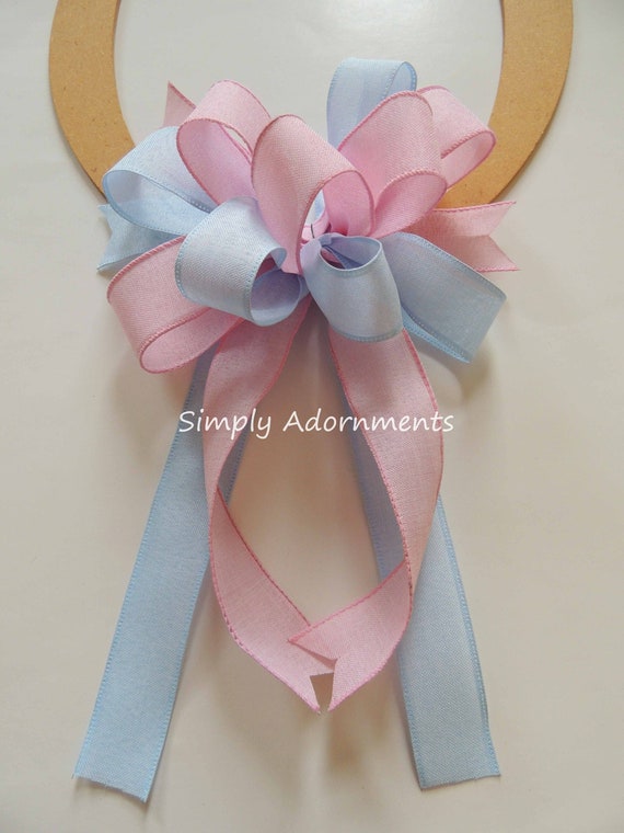 Blue Pink Bow, Gender reveal Baby shower Bow, Baby Shower Gift bow, Gender Reveal Sign Bow, Boy or Girl door Bow, Gender Reveal Party Decor