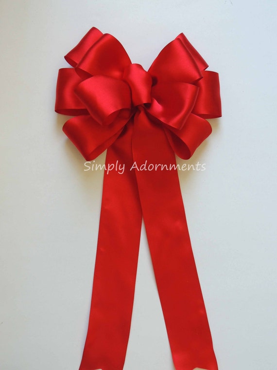 Red Satin Bow, Red Red Valentine, Red Satin Pew Bow, Red Wedding aisle Bow, Traditional Red Wedding Chair Bow, Red Door Bow, Red Gifts Bow