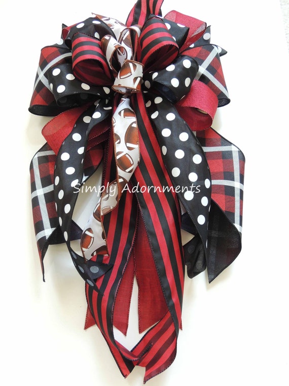 XXL Gamecocks Football bow, South Carolina Wreath Bow, Gamecocks bow,  Red Black Football Bow, USC Football Team spirit, Gamecocks Door Bow