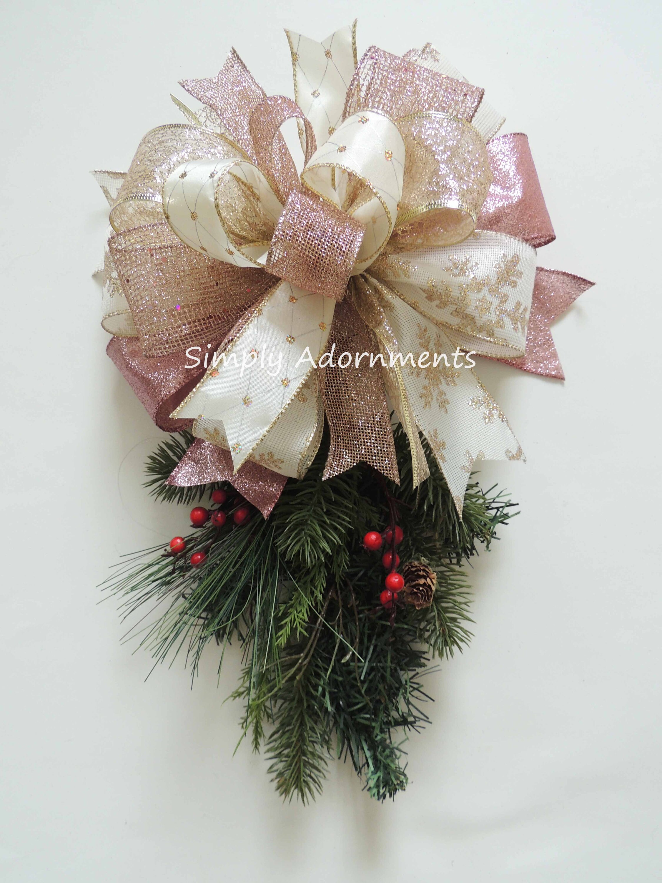 Pink and Gold Bow, Luxury Bow, Feminine Bow, Bow for Wreaths