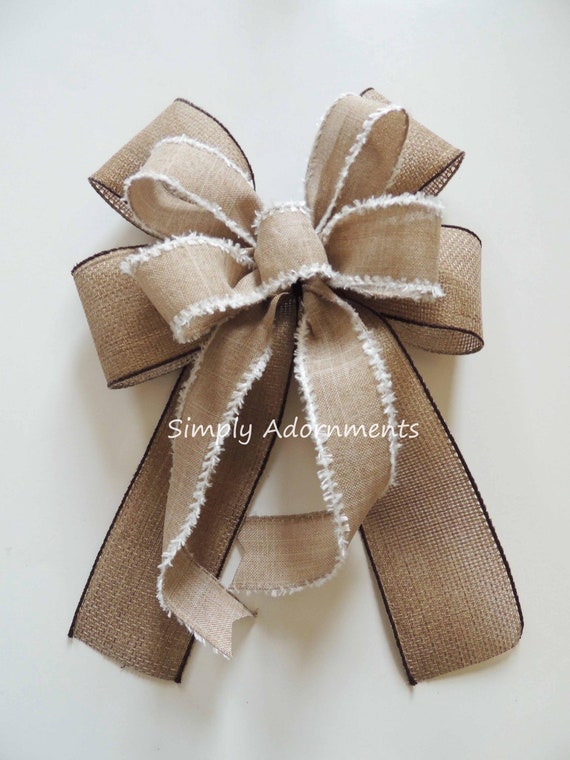 Neutral Farmhouse Bow, Burlap Farmhouse door Bow, Door hanger bow, Farmhouse front sign bow, Farmhouse Wreath Bow, Everyday Porch sign bow