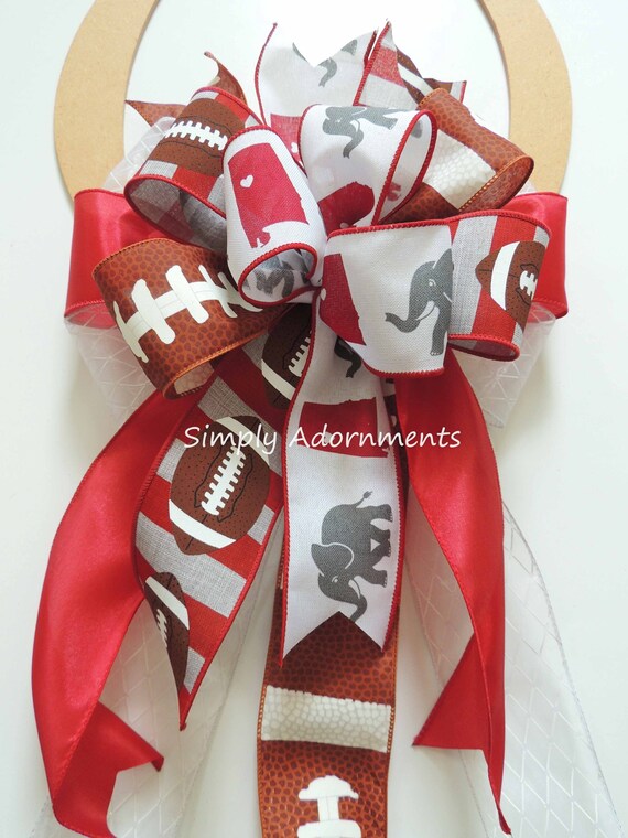 Alabama Crimson Tide Bow, Crimson Tide Football Bow, Alabama football Wreath bow, Crimson Tide football Door Bow, Crimson Tide Wreath bow