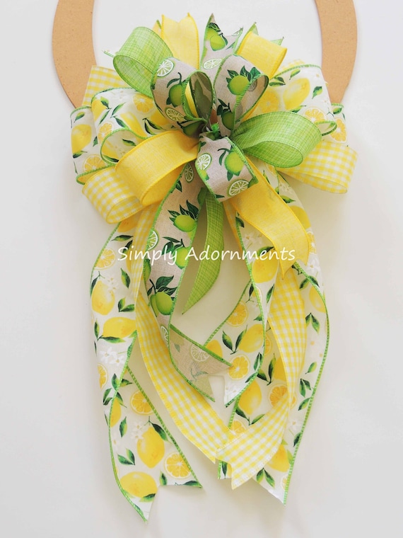 Lemon Bow, Green Yellow Lemon wreath bow, Lemon Door Bow, Yellow Lemon Lantern Bow, Lemon Shower party, Citrus Party decoration, Citrus bow