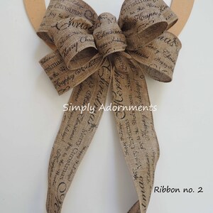 Rustic Burlap Farmhouse Christmas Bow, Christmas Holidays Script Burlap ...