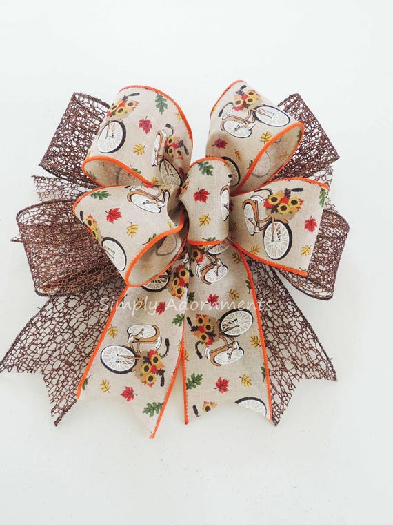 Fall leaves Bow, Thanksgiving Door bow, Fall Wreath Bow, Fall leaves Door bow, Autumn Leaves Bow, Fall Home Decor, Thanksgiving Lantern Bow