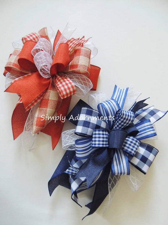 Orange Buffalo Check Bow, Fall Farmhouse Check Bow, Fall Check Wreath bow, Fall Burnt Orange Bow, Fall Door Sign Bow, Fall Check lantern Bow