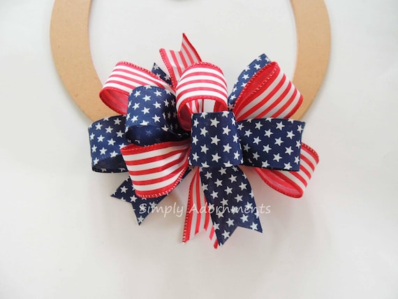 Patriotic Wreath Bow, American Patriotic Bow, 4th of July Door Bow, July 4th Sign Bow, Patriotic-Themed Party Decor