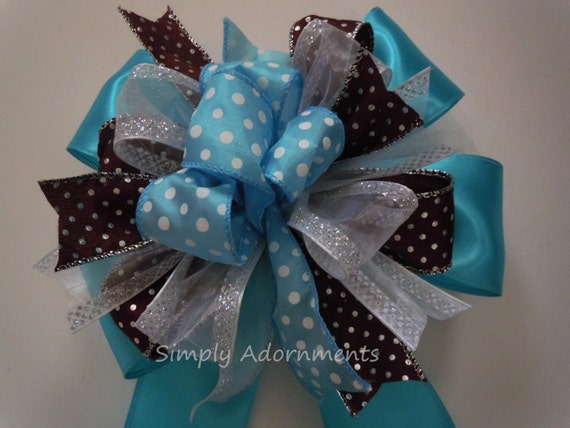 Blue Brown Baby Shower Party Decor Brown Blue Polka Dots Baby