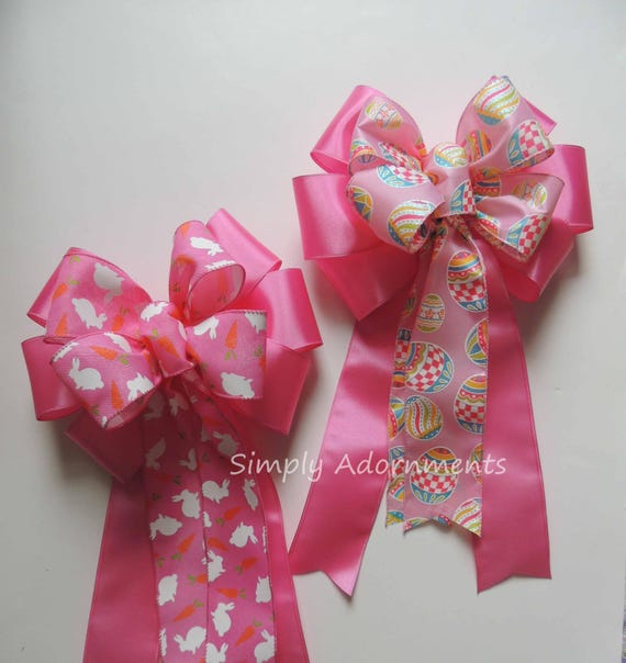 Pink Easter Gift Basket Bow Pink Easter Eggs Wreath Bow Pink