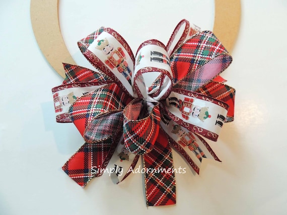 Christmas Nutcracker Bow, Christmas Wreath Bow, Sign bow, Nutcracker Door Bow, Nutcracker Gift Bow, Christmas Lantern bow, gift topper bow