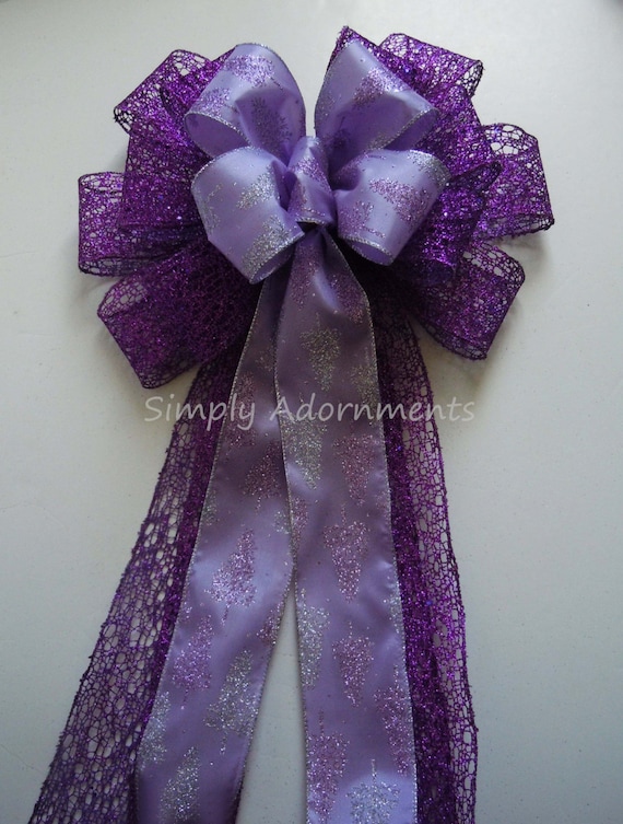 Items similar to Purple Christmas Bow Purple Christmas Tree Topper Bow