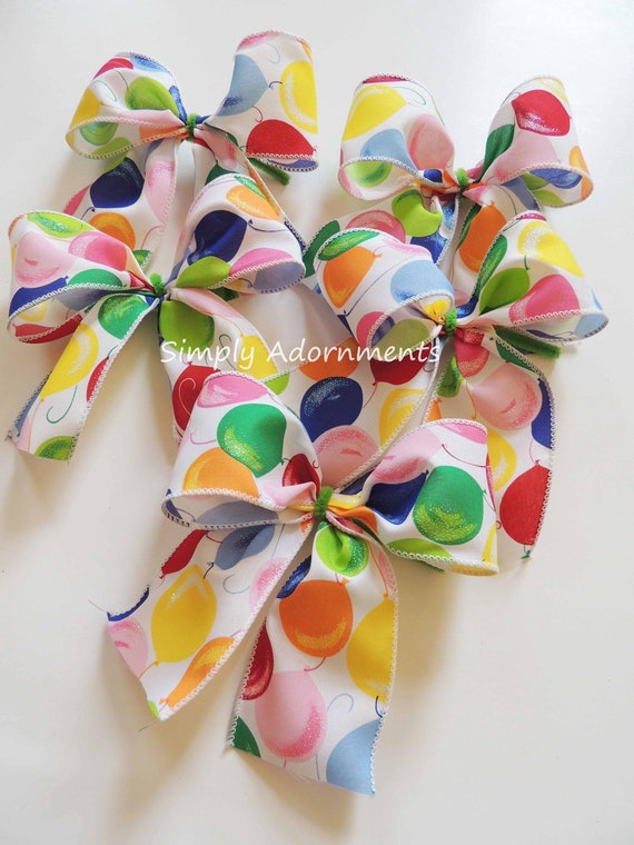 5 Multicolored Mini Bows, Set of 5 mini Balloon Bows, Birthday party favors Bow, Party favor gift Bows, Balloon Mini Bows, 5 Mini gift Bows