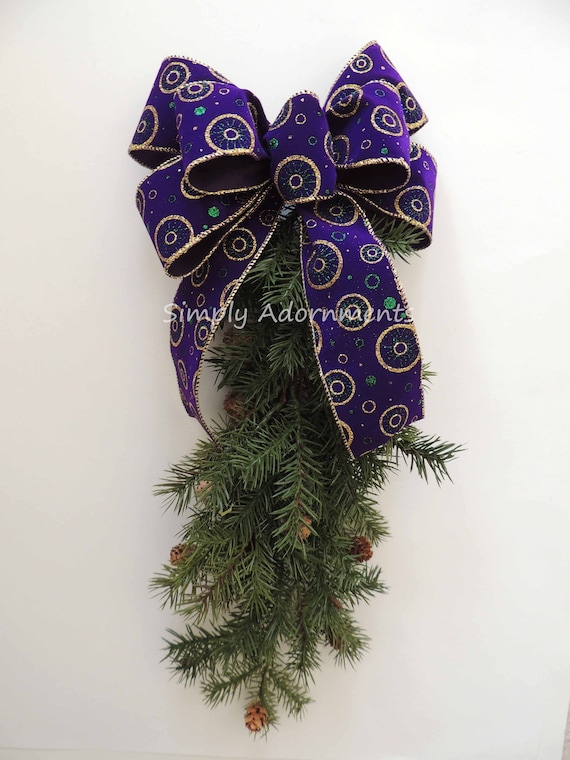 Purple Gold Bow, Mardi Gras Christmas Bow, Purple Gold Christmas Wreath Bow, Purple Gold door Bow, Mardi Gras Bow, Purple Door bow, Gift bow