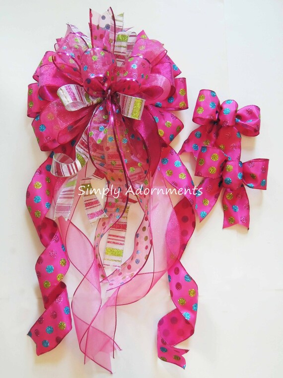Pink Christmas Tree Topper Bow, Hot Pink Christmas tree Bow, X-Large Pink Tree  Bow, Xlarge Christmas wreath bow, XLarge pink Xmas gift bow