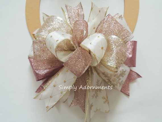 Pink Gold Bow Blush Pink Gold Wreath Bow Sparkle Rose Gold - Etsy