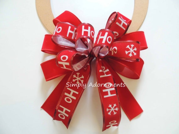 Christmas red velvet Bow, HO HO Christmas outdoor Bow, Mailbox Christmas Bow, Red Velvet Mailbox Bow, Red Velvet Christmas lamppost Bow