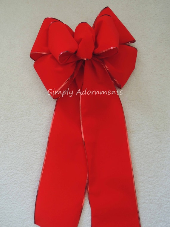 XLarge Red Velvet Christmas Bow, Traditional Red Velvet Holiday Bow, Red Christmas Tree Bow, Red Wreath Bow, Large Red Christmas Gift Bow