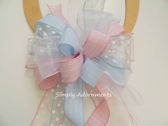 Gender Reveal bow, He or She Gender Reveal Bow, Baby Shower Decor Bow, Boy or Girl Party Bow, Gender Reveal Gift Bow, Baby Shower Gift Bow