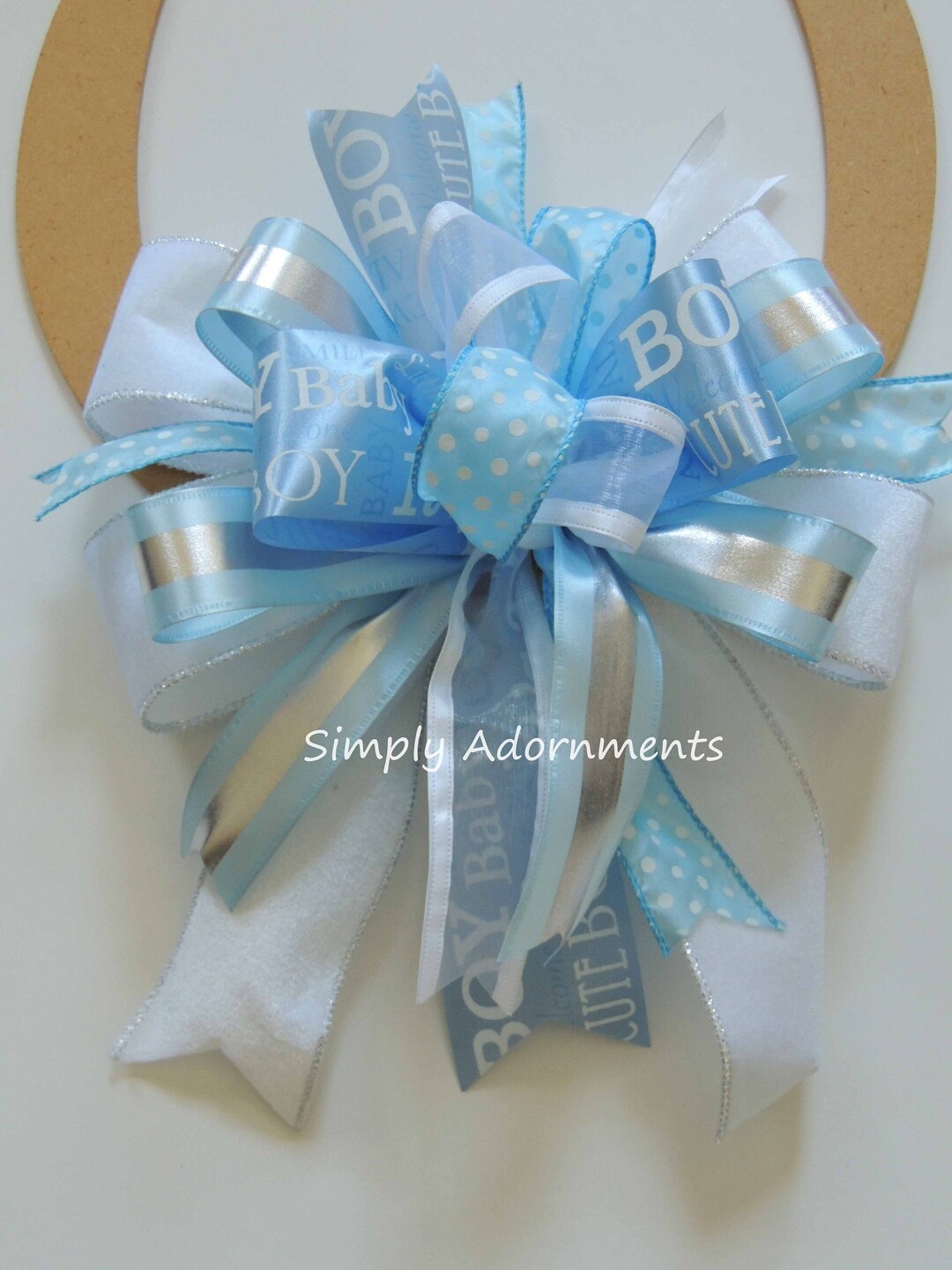 It's a Boy Shower Bow Baby Boy Gift Bow Blue Silver Baby Etsy