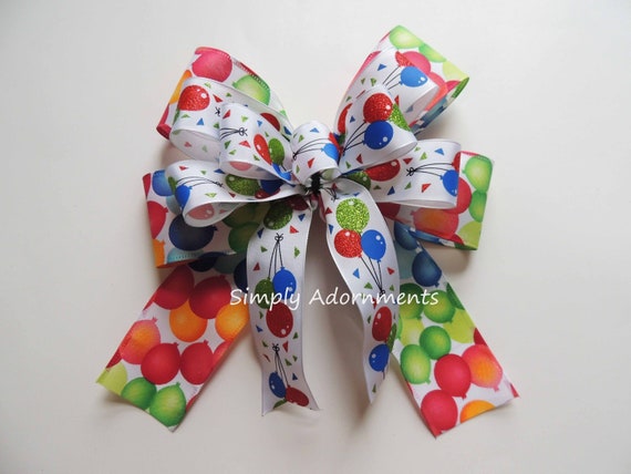 Party Balloons bow, Multicolored Balloons Birthday Bow, Confetti Balloon Birthday party Bow, Balloon birthday Bow, confetti balloon gift Bow
