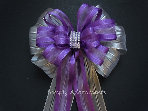 Purple Silver Wreath Bow Purple Silver Bridal Shower Decor