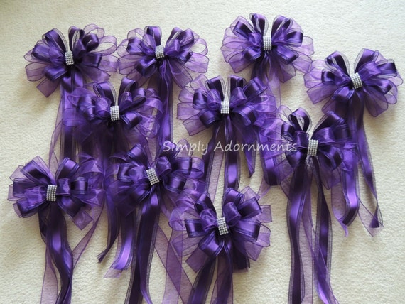 Purple Wedding Pew Bow Purple Church Aisle Decoration Bow Etsy