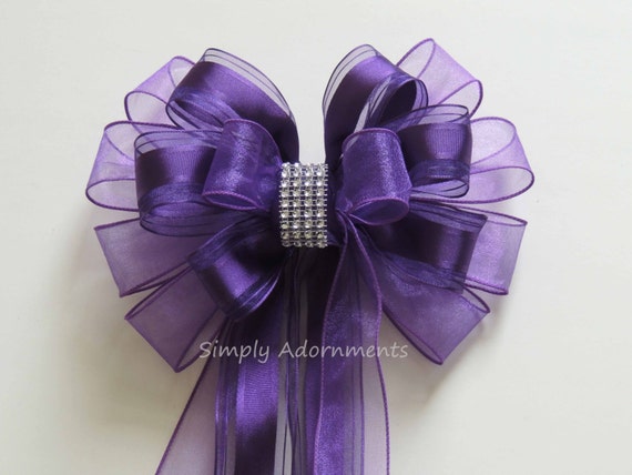 Purple Wedding Pew Bow Purple Church Aisle Decoration Bow Etsy