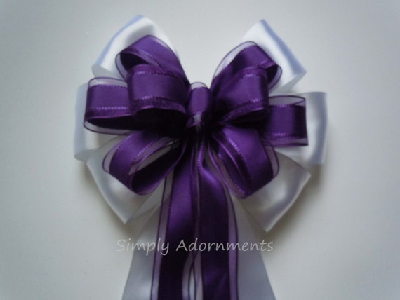 Purple White Graduation party Decor White Purple Wedding Aisle Decor Purple white Bridal Shower Decor Wedding Chair Bow Birthday Party Decor