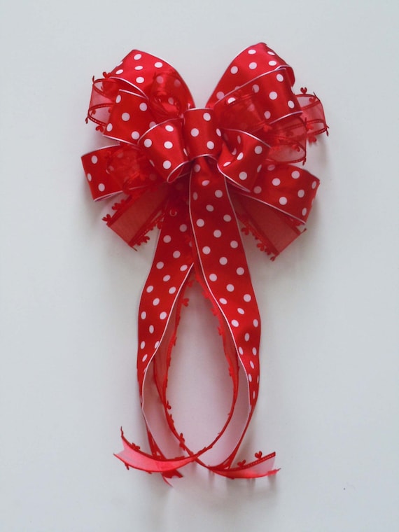 Red Valentine bow, Valentine wreath bow, Valentine Lantern Bow, Red White Valentine Gift bow, Valentine door bow, Valentine sign Bow