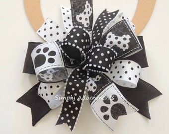 Paws Print Bow, Dogs Paw Bow, Pet lovers Party decor, Pet lovers Door Bow, Dog Lovers Sign Door bow, Dogs Wreath Bow, Paws Bones Prints Bow