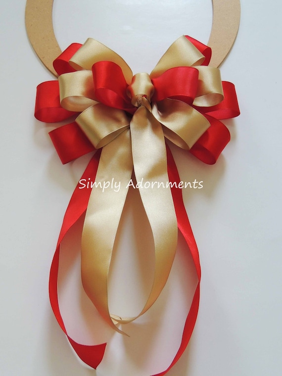 Red Gold Bow, Red gold wreath Bow, Red Gold chair Bow, Red Gold Wedding Pew Bow, Wedding sign bow, Red Gold Themed Party Bow, Gift bow