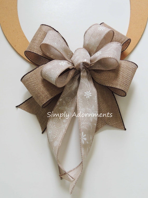 Everyday Farmhouse Bow, Farmhouse Tan white Bow, Farmhouse Striped Bow, Farmhouse Bow for Sign, Farmhouse Bow for Wreath, Farmhouse Door Bow