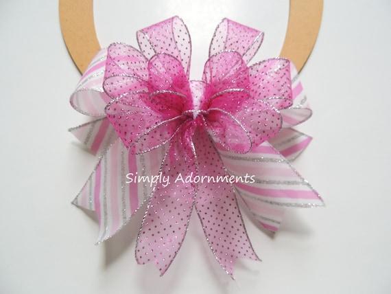Pink Christmas Bow, Pink Christmas wreath Bow, Pink Candy Cane Bow, Pink Christmas Tree bow, Barbie Christmas Bow, Pink Christmas themed bow