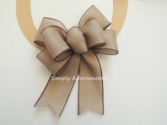 Faux Burlap Bow, Everyday burlap Weath bow, Farmhouse Burlap Door Bow, Faux Burlap Gift Bow, Wreath door bow,  Burlap door Bow, Wreath Bow