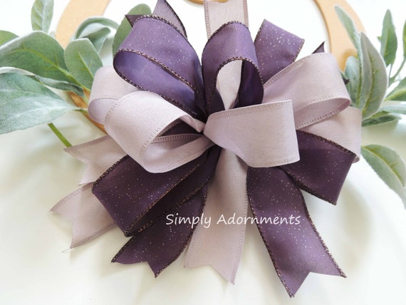 Lilac Purple BOW ONLY, Plum Grape purple Bow, Lilac purple Wedding Bow, Purple Wreath bow, Porch sign Bow, Purple Sign Door Bow, gift bow
