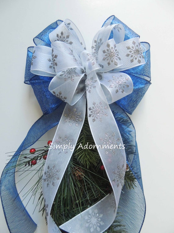 Blu Argento Fiocchi Di Neve Natale Fiocco Reale Blu Neve Etsy