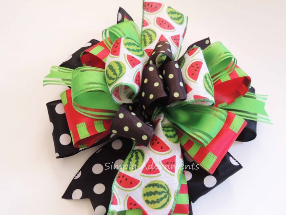 Watermelon Summer Wreath Bow Summer Door hanger Bow Red Watermelon Summer party decor Watermelon Birthday Party Decor Red Green Gift Bow